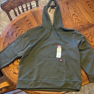 Wrangler Olive Green Sherpa-Lined Hooded Sweatshirt